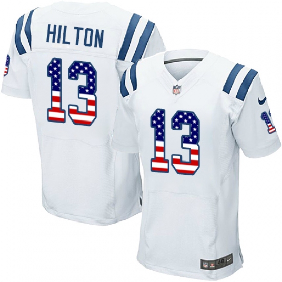 Men's Nike Indianapolis Colts #13 T.Y. Hilton Elite White Road USA Flag Fashion NFL Jersey - ujerseystore