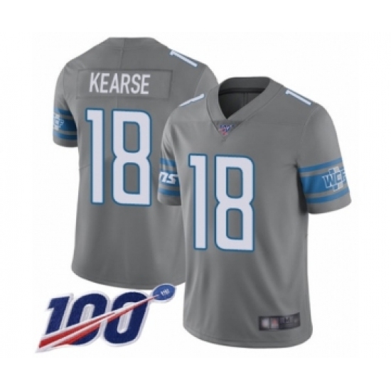 Men's Detroit Lions #18 Jermaine Kearse Limited Steel Rush Vapor Untouchable 100th Season Football Jersey - Ujersey