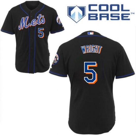 Youth Majestic New York Mets #5 David Wright Replica Black Cool Base MLB Jersey - Ujersey