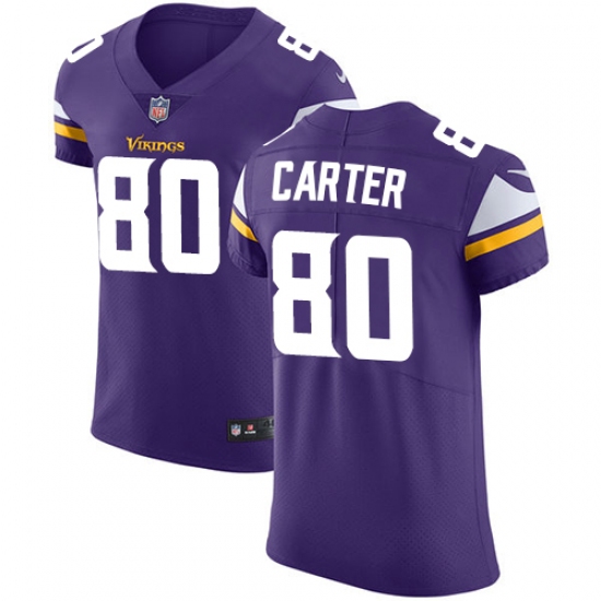 Men's Nike Minnesota Vikings #80 Cris Carter Purple Team Color Vapor Untouchable Elite Player NFL Jersey - Ujersey