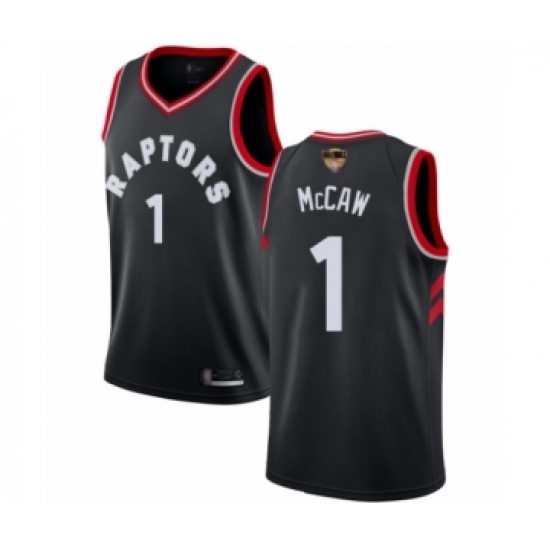 Men's Toronto Raptors #1 Patrick McCaw Swingman Black 2019 Basketball Finals Bound Jersey Statement Edition - Ujersey