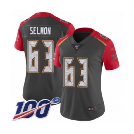 Women's Tampa Bay Buccaneers #63 Lee Roy Selmon Limited Gray Inverted Legend 100th Season Football Jersey - Ujersey