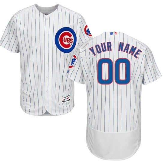 Men's Chicago Cubs Majestic Home White/Royal Flex Base Authentic Collection Custom Jersey - Ujersey