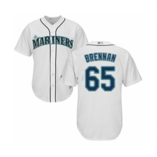Youth Seattle Mariners #65 Brandon Brennan Authentic White Home Cool Base Baseball Player Jersey - Ujersey