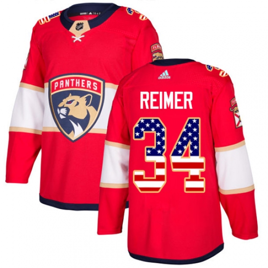Youth Adidas Florida Panthers #34 James Reimer Authentic Red USA Flag Fashion NHL Jersey - Ujersey