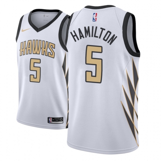 Men NBA 2018-19 Atlanta Hawks #5 Daniel Hamilton City Edition White Jersey - Ujersey