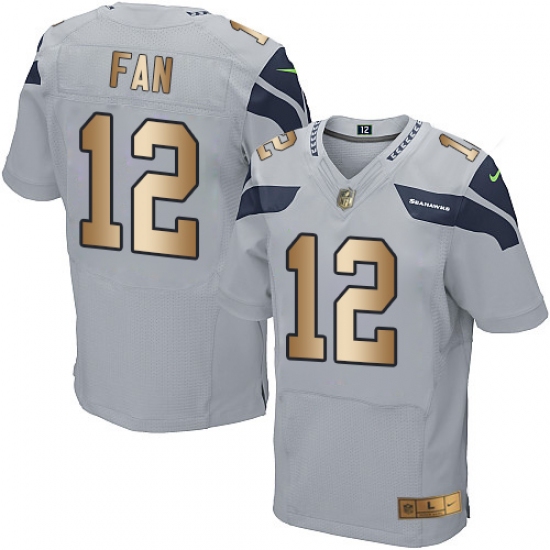 Men's Nike Seattle Seahawks 12th Fan Elite Grey/Gold Alternate NFL Jersey - Ujersey