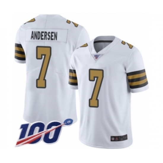Men's New Orleans Saints #7 Morten Andersen Limited White Rush Vapor Untouchable 100th Season Football Jersey - Ujersey