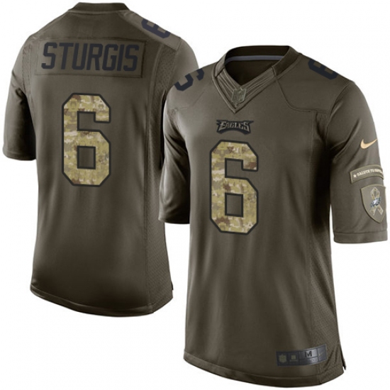 Men's Nike Philadelphia Eagles #6 Caleb Sturgis Elite Green Salute to Service NFL Jersey - Ujersey