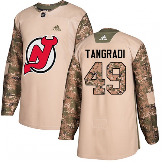 Youth Adidas New Jersey Devils #49 Eric Tangradi Authentic Camo Veterans Day Practice NHL Jersey - Ujersey