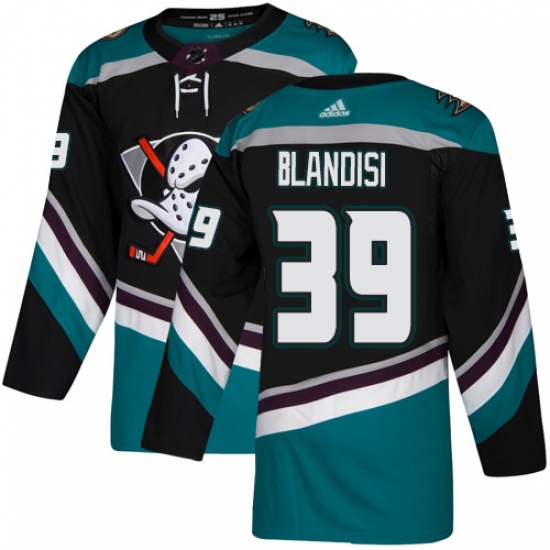 Men's Adidas Anaheim Ducks #39 Joseph Blandisi Authentic Black Teal Third NHL Jersey - Ujersey