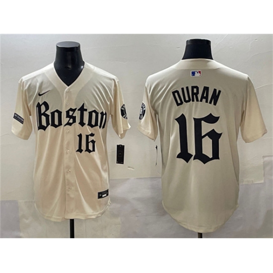 Men's Boston Red Sox #16 Jarren Duran Cream Gothic Vapor Limited Stitched Baseball Jersey - Ujersey