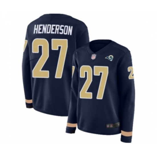 Women's Los Angeles Rams #27 Darrell Henderson Limited Navy Blue Therma Long Sleeve Football Jersey - Ujersey