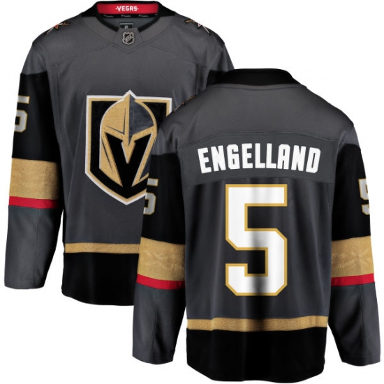 Youth Vegas Golden Knights #5 Deryk Engelland Authentic Black Home Fanatics Branded Breakaway NHL Jersey - Ujersey