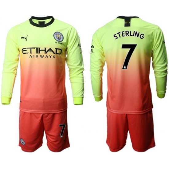 Manchester City #7 Sterling Third Long Sleeves Soccer Club Jersey