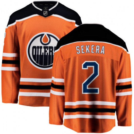 Men's Edmonton Oilers #2 Andrej Sekera Fanatics Branded Orange Home Breakaway NHL Jersey - Ujersey