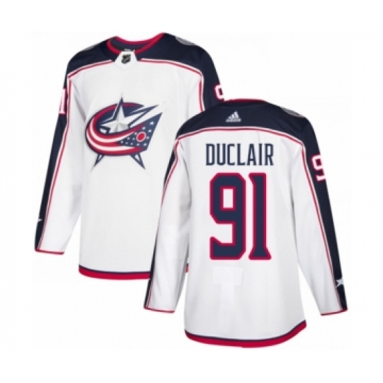 Youth Adidas Columbus Blue Jackets #91 Anthony Duclair Authentic White Away NHL Jersey