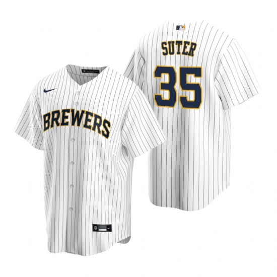 Men's Nike Milwaukee Brewers #35 Brent Suter White Alternate Stitched Baseball Jersey - Ujersey