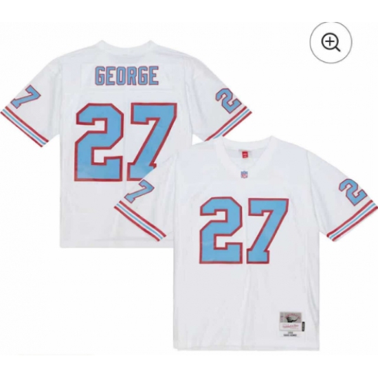 Men's Tennessee Titans #27 Eddie George White Mitchell & Ness Stitched Baseball Jersey - Ujersey