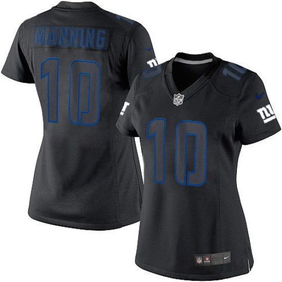 Women's Nike New York Giants #10 Eli Manning Limited Black Impact NFL Jersey - Ujersey