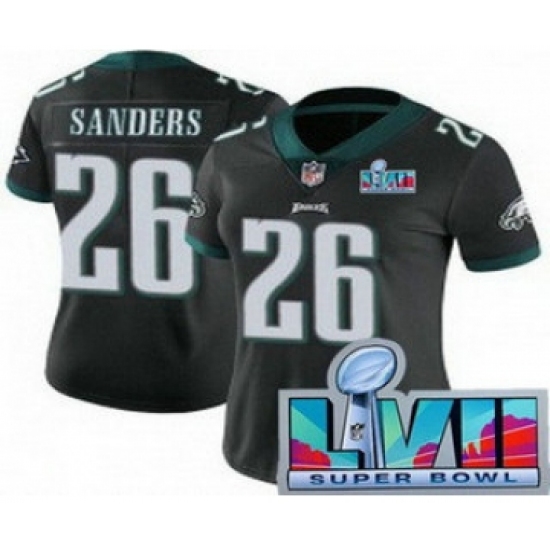 Women's Philadelphia Eagles #26 Miles Sanders Limited Black Super Bowl LVII Vapor Jersey - Ujersey