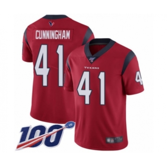 Men's Houston Texans #41 Zach Cunningham Red Alternate Vapor Untouchable Limited Player 100th Season Football Jersey - Ujersey