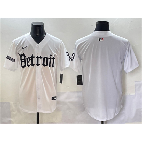 Men's Detroit Tigers Blank White 'Motor Gothic Edition' Vapor Premier Limited Stitched Baseball Jersey - Ujersey