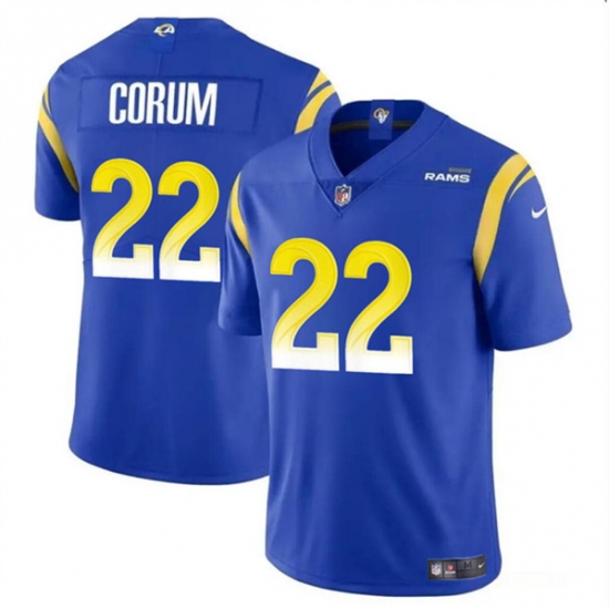 Men's Los Angeles Rams #22 Blake Corum Blue 2024 Draft Vapor Untouchable Football Stitched Jersey - Ujersey