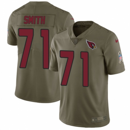 Youth Nike Arizona Cardinals #71 Andre Smith Limited Olive 2017 Salute to Service NFL Jersey - Ujersey