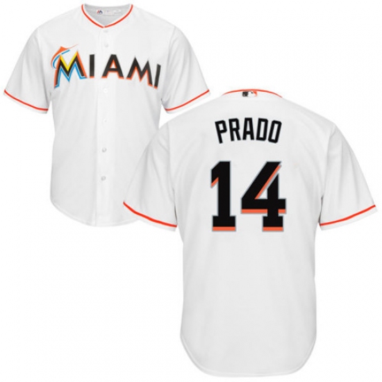 Men's Majestic Miami Marlins #14 Martin Prado Replica White Home Cool Base MLB Jersey - Ujersey