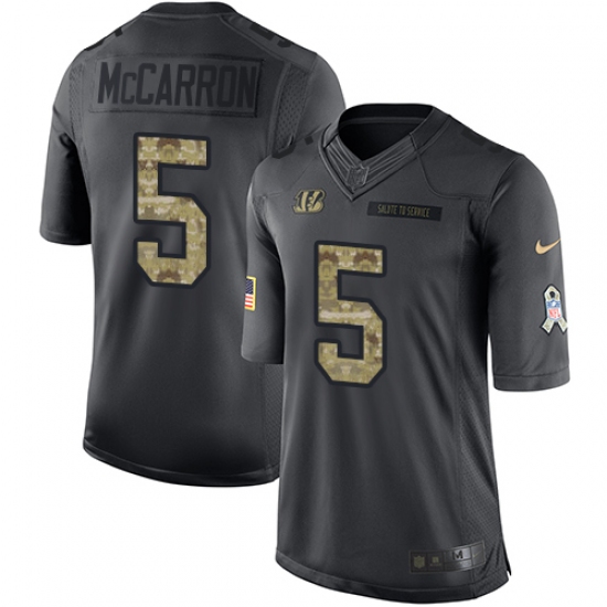 Youth Nike Cincinnati Bengals #5 AJ McCarron Limited Black 2016 Salute to Service NFL Jersey - Ujersey