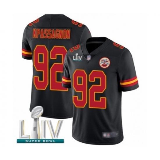 Men's Kansas City Chiefs #92 Tanoh Kpassagnon Limited Black Rush Vapor Untouchable Super Bowl LIV Bound Football Jersey - Ujersey