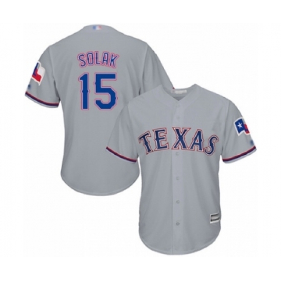 Youth Texas Rangers #15 Nick Solak Authentic Grey Road Cool Base Baseball Player Jersey - Ujersey