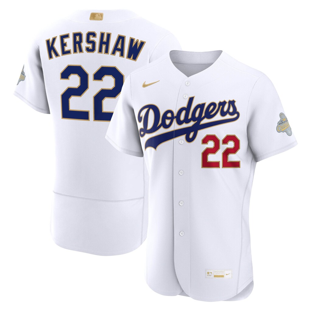 Men's Los Angeles Dodgers Clayton Kershaw Nike White 2026 Gold Collection Authentic Jersey - Ujersey