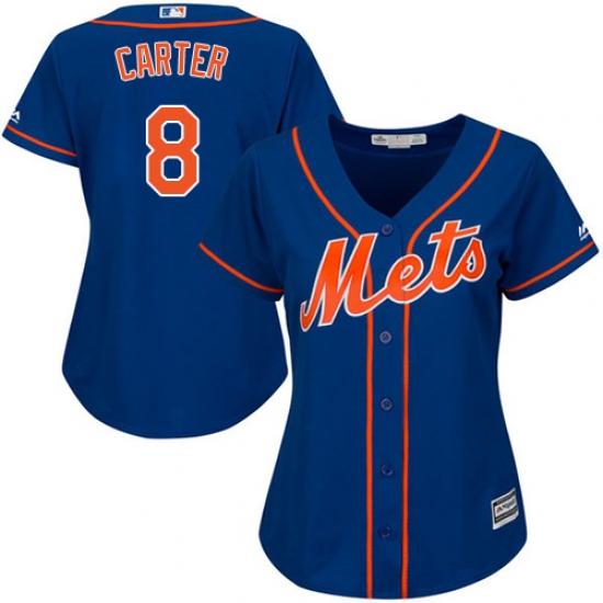 Women's Majestic New York Mets #8 Gary Carter Authentic Royal Blue Alternate Home Cool Base MLB Jersey - Ujersey