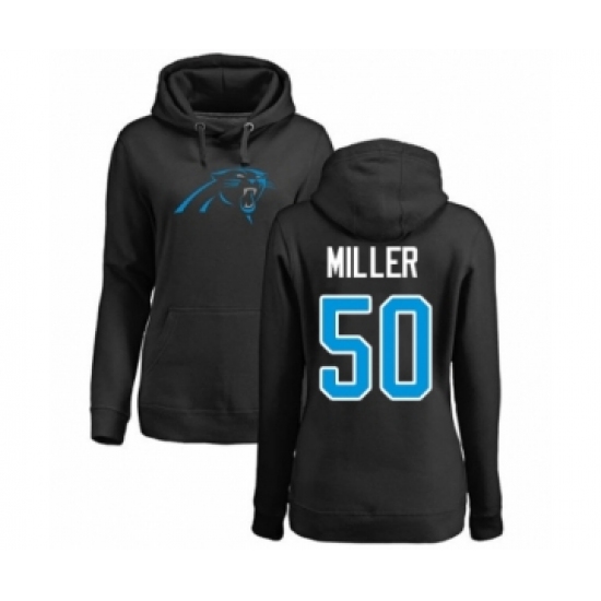 Football Women's Carolina Panthers #50 Christian Miller Black Name & Number Logo Pullover Hoodie - Ujersey