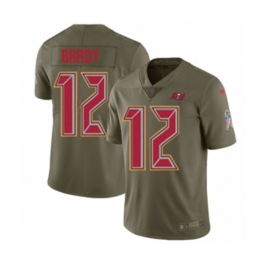 Youth Tampa Bay Buccaneers #12 Tom Brady Limited Olive 2017 Salute to Service Football Jersey - Ujersey