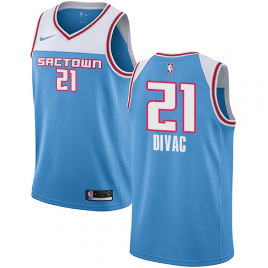 Women's Nike Sacramento Kings #21 Vlade Divac Swingman Blue NBA Jersey - 2018 19 City Edition - Ujersey