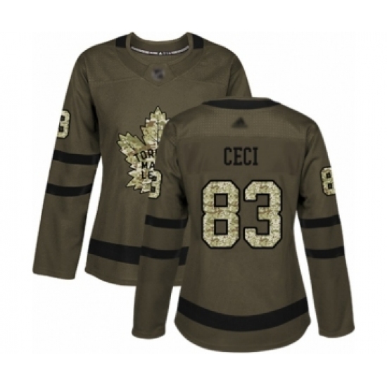 Women's Toronto Maple Leafs #83 Cody Ceci Authentic Green Salute to Service Hockey Jersey - Ujersey
