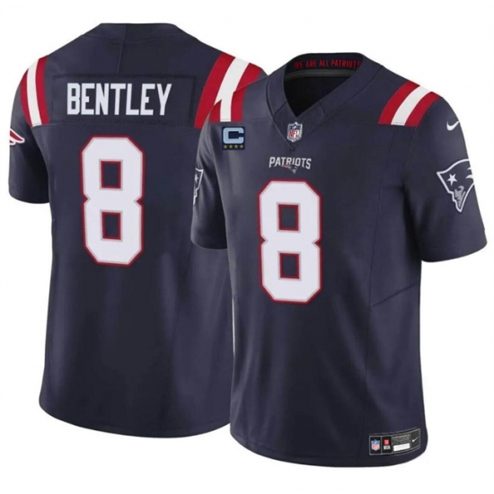 Men's New England Patriots #8 Ja'Whaun Bentley Navy F.U.S.E. With 4-Star C Vapor Limited Stitched Football Jersey - Ujersey