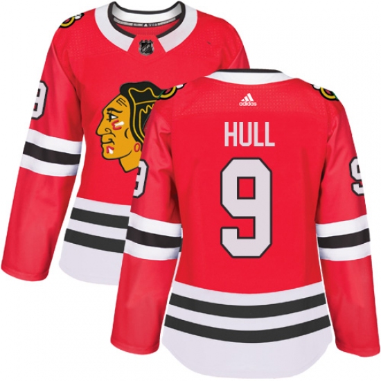Women's Adidas Chicago Blackhawks #9 Bobby Hull Authentic Red Home NHL Jersey - Ujersey