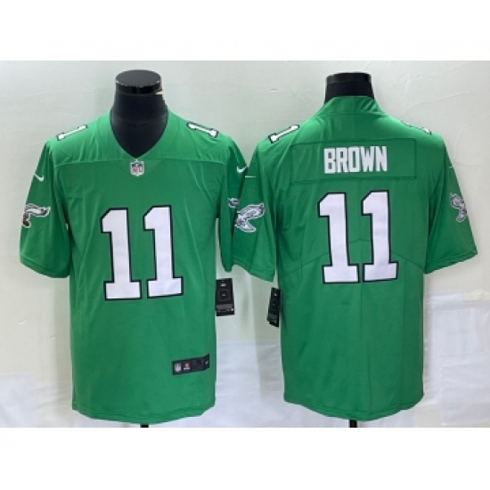 Men's Nike Philadelphia Eagles #11 AJ Brown Green 2023 Vapor Limited Throwback Jersey - Ujersey
