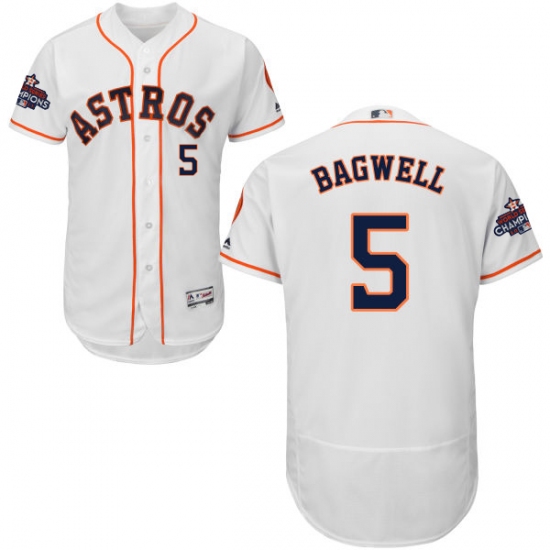 Men's Majestic Houston Astros #5 Jeff Bagwell Authentic White Home 2017 World Series Champions Flex Base MLB Jersey - Ujersey