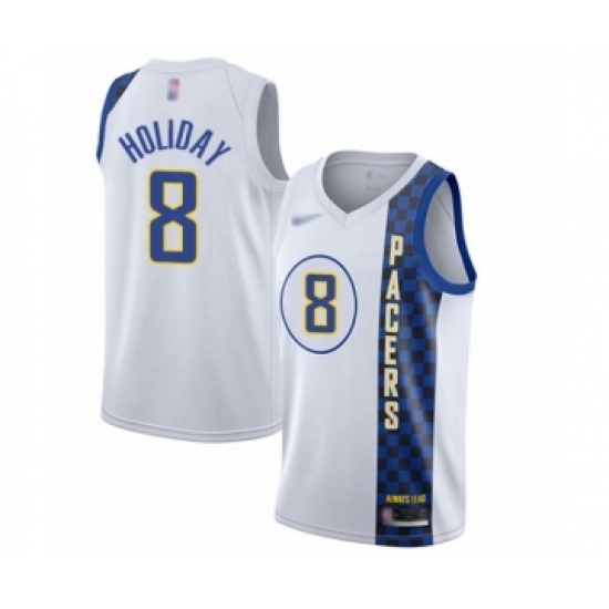 Women's Indiana Pacers #8 Justin Holiday Swingman White Basketball Jersey - 2019 20 City Edition - Ujersey