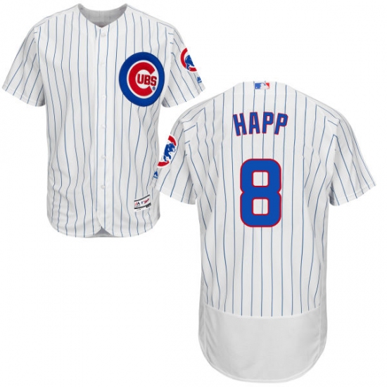 Men's Majestic Chicago Cubs #8 Ian Happ White Home Flexbase Authentic Collection MLB Jersey - Ujersey