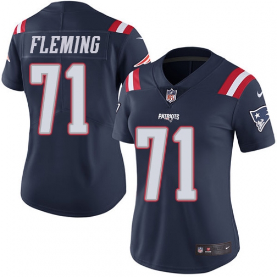 Women's Nike New England Patriots #71 Cameron Fleming Limited Navy Blue Rush Vapor Untouchable NFL Jersey - Ujersey