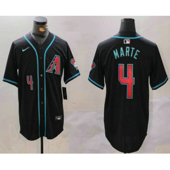 Men's Arizona Diamondbacks #4 Ketel Marte Number Black Cool Base Limited Stitched Jersey - Ujersey
