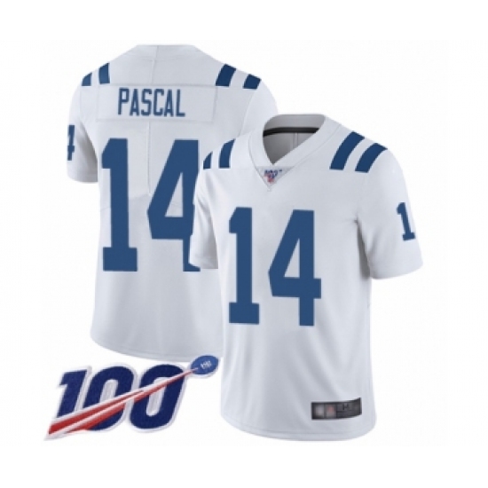 Men's Indianapolis Colts #14 Zach Pascal White Vapor Untouchable Limited Player 100th Season Football Jersey - Ujersey