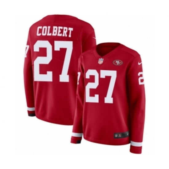 Women's Nike San Francisco 49ers #27 Adrian Colbert Limited Red Therma Long Sleeve NFL Jersey - Ujersey