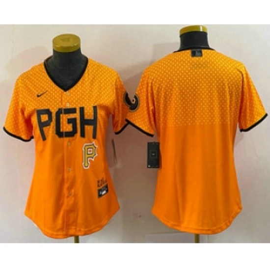 Women's Pittsburgh Pirates Blank Clemente Yellow 2023 City Connect Stitched Jersey - Ujersey